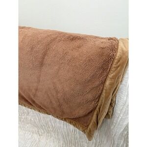 Restoration Hardware 64" x 44" golden camel Plush Faux Fur Velvet Throw